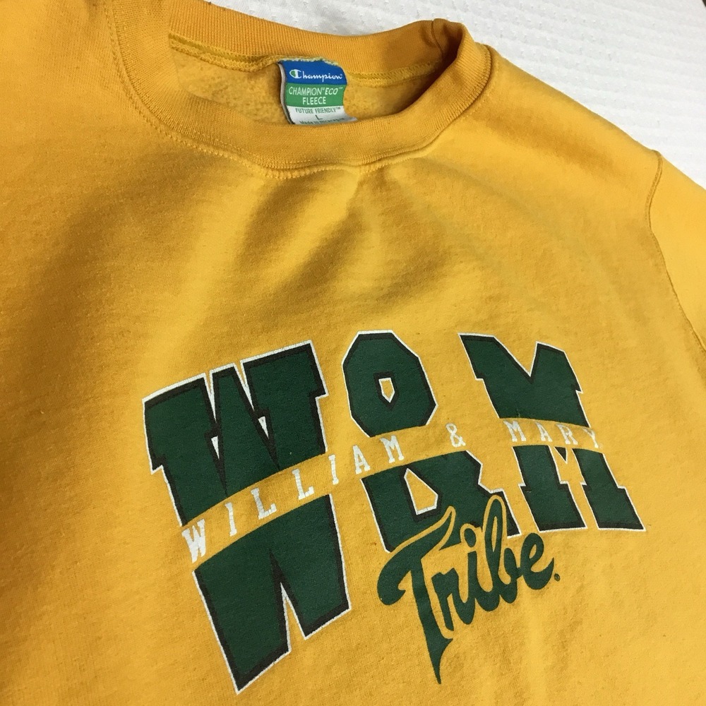 Champion Eco Fleece William & Mary Tribe Sweatshirt Yellow Mens Large Graphic